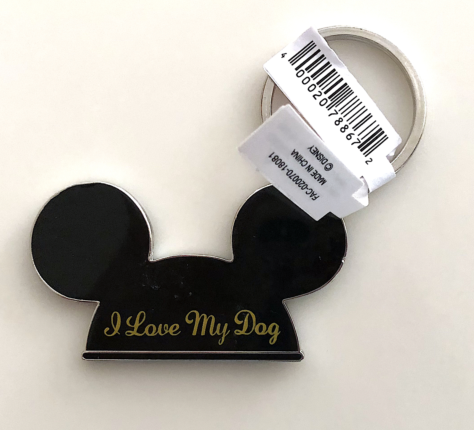 Walt Disney World Mickey Mouse Ears I Love My Dog Metal Keychain NEW - $16.90