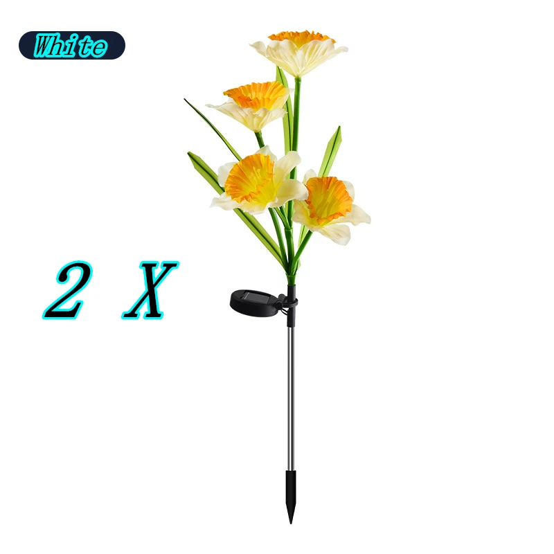 4Head Solar white daffodils Flower Light Waterproof Lawn Lamp LED Garden Lamp Fo - £199.59 GBP