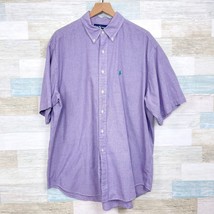 Ralph Lauren Vintage Blaire Short Sleeve Shirt Purple Houndstooth Casual... - $34.64