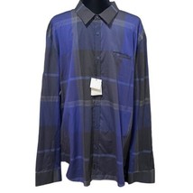 Calvin Klein Premium Dark Aeon Striped Shirt Superfine Cotton Mens Size XXL - £24.31 GBP