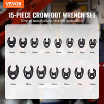 VEVOR Crowfoot Wrench Set, 1/2&quot; and 3/8&quot; Drive 15-Piece Crows Foot Wrenc... - $29.95