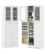 63.5&quot; Tall Kitchen Pantry Storage Cabinet w/ Glass Door Storage Shelves ... - £198.16 GBP