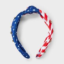 Americana Rhinestone Top Knot Headband Red White Blue Multicolor - $187.87 MXN