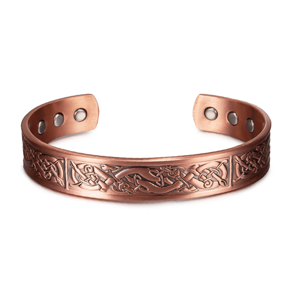 Viking Copper Therapeutic Magnetic Bracelets Adjustable Cuff Energy Pure Copper  - £19.76 GBP