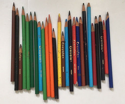 Crayola colored pencil 25 used  pencil lot writing drawing craft art sup... - $19.75