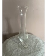 Vtg Princess House Heritage 7.5” Bud Vase fluted edge etched Flowers Cle... - €8,30 EUR