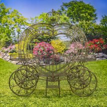 Zaer Ltd. 6.25 Ft. Tall Heart-Shaped Iron Flower Carriage Courtney (Antique Whit - £1,505.32 GBP