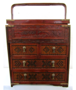 Antique Chinese Rattan Wedding Gift Box with Four Drawers, Top Tray and ... - $674.56 CAD