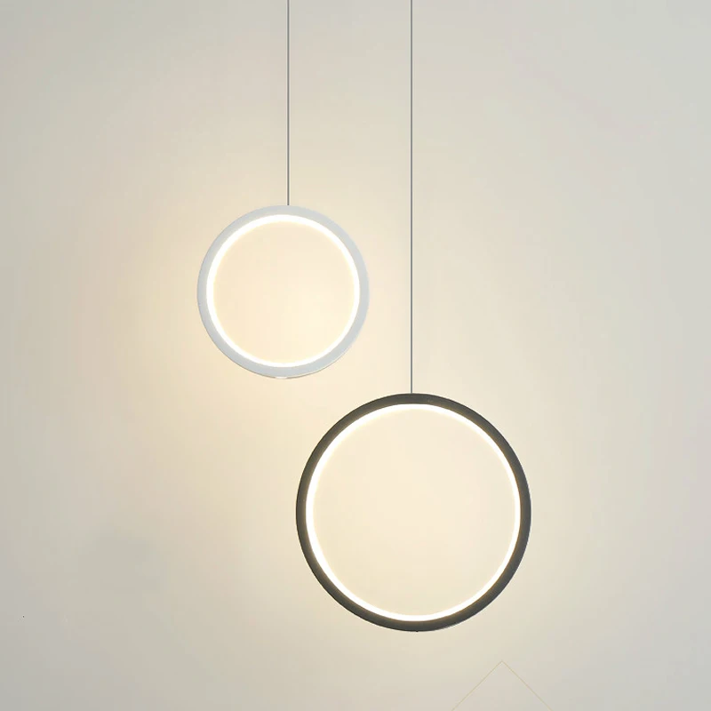  LED Ring  Pendant Lights  Hanging Lamp Home For Living Room Lighting Indoor Bla - £268.00 GBP