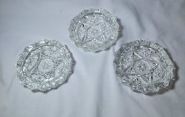 3 Anchor Hocking Star Of David Ashtrays 4.25&quot; Diameter Clear Vintage Great Cond - £18.44 GBP
