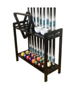 Black Billiard Accessory Holder holds 9 Cues / Ball Set / Ball Racks / C... - $140.52 CAD