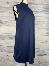 Cynthia Rowley Sleeveless Shift Dress Women 10 Mock Neck Blue Zip Back Stretch - £14.15 GBP