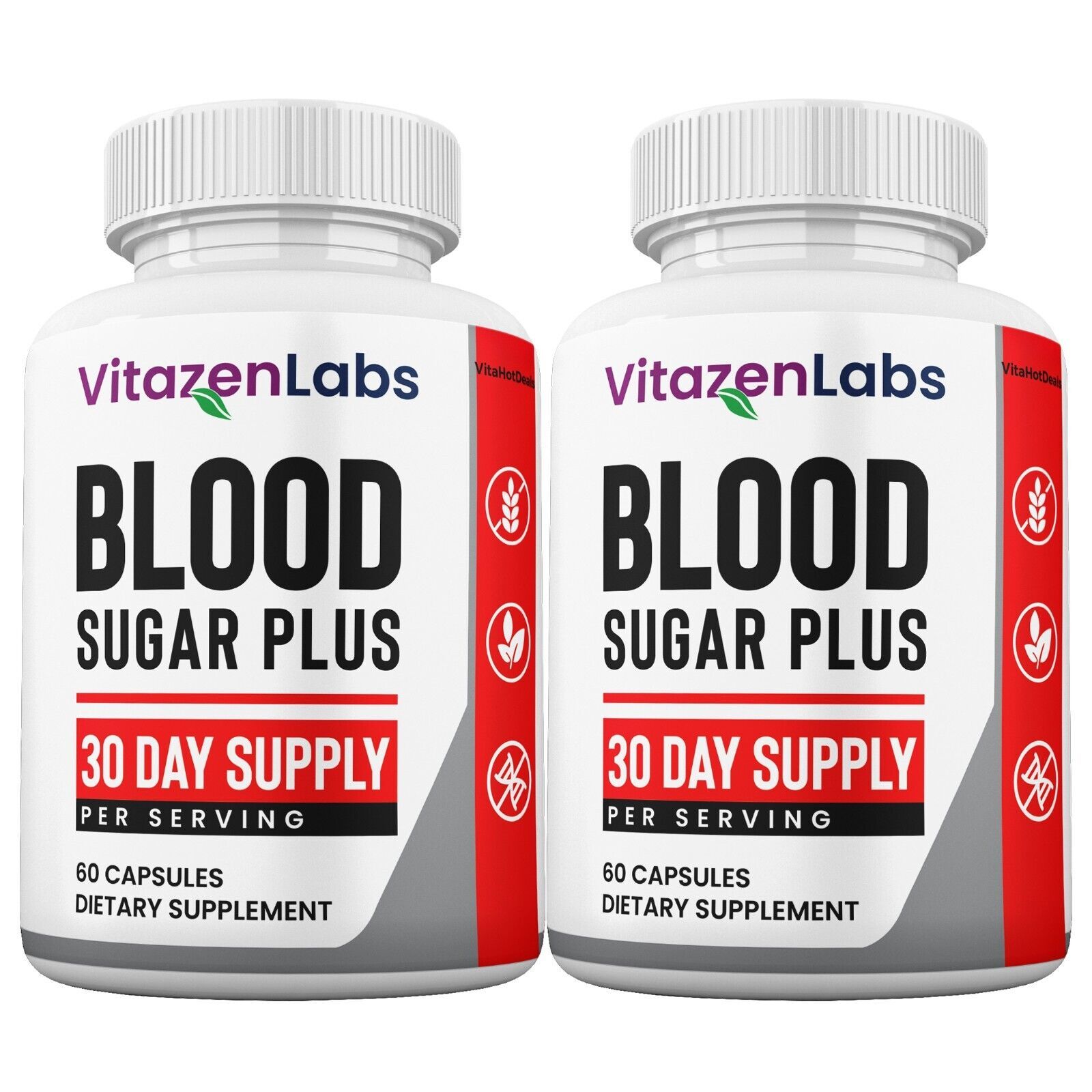 2 Pack VitazenLabs Blood Sugar Plus Capsules Official Maxi Strength