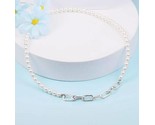 925 Silver Me Link Chain Freshwater Cultured Pearl Necklace ME Chain length 45CM - $42.12