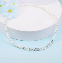 925 Silver Me Link Chain Freshwater Cultured Pearl Necklace ME Chain length 45CM - £37.61 GBP