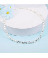 925 Silver Me Link Chain Freshwater Cultured Pearl Necklace ME Chain len... - $65.58 CAD