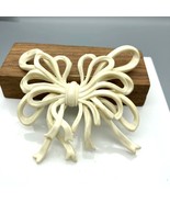 Vintage Celluloid White Bow Brooch, Dimensional Thin Ribbon Lapel Pin - £37.07 GBP