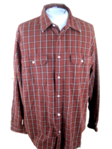 Men&#39;s Shirt PLAID long sleeve pit to pit 29 OLD NAVY heavy cotton rust-brown-red - £13.44 GBP