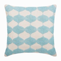 Blue Beaded Lattice Trellis 16&quot;x16&quot; Silk Blue Pillow Covers, Between The Clouds - £41.59 GBP+