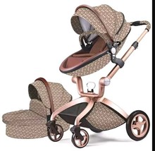 2 in 1 Dark Beige Baby Stroller Car Seat Bassinet Carriage 360° Travel System - £510.87 GBP
