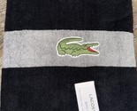 Lacoste ~ Bath Towel 100% Cotton 30&quot; x 52&quot; Black Gray Big Crocodile Logo - $32.66