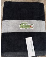 Lacoste ~ Bath Towel 100% Cotton 30&quot; x 52&quot; Black Gray Big Crocodile Logo - $44.47 CAD