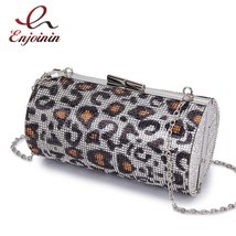 Luxury Diamond Leopard Cylindrical Design Evening Clutch Bag for Women Fashion W - £40.48 GBP