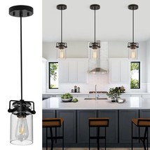 Industrial Pendant Light With Clear Seeded Glass Shade, Mini Ceiling Light Fixtu - £52.69 GBP