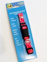 Dog Collar Adjustable Puppy Pet  Paws N Claws Red Flowered 10 to 16&quot; NEW - £5.47 GBP