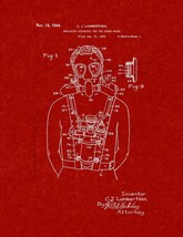 Breathing Apparatus for Use Under Water Patent Print - Burgundy Red - £6.22 GBP+