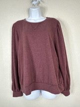 Knox Rose Sweater Shirt Womens Size Large Maroon Knit Long Puff Sleeve - £7.90 GBP