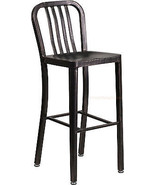 Black Antiqued Gold &#39;Navy&#39; Style Bar Stool High Top Cafe Patio Chair In-... - $3,007.26 MXN