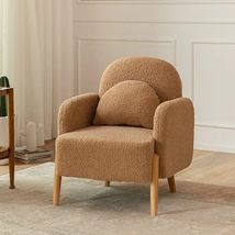 Lambswool Nordic Armchair  Cozy Minimalist Modern Single Sofa Peach - £1,278.96 GBP