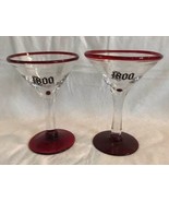 Jose Cuervo 1800 Tequila Red Rim &amp; Base Margarita Martini Glass Hand Blo... - £14.93 GBP