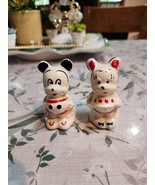 Mickey &amp; Minnie Mouse Walt Disney Vintage Antique Salt &amp; Pepper Shakers ... - $31.12 CAD