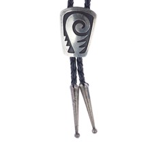 36&quot; c1950 Hopi or Navajo overlay bolo tie sterling - £191.14 GBP