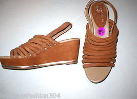 New $235 Womens 8.5 Donald J Pliner Wedge Platform Sandals Brown Shoes Suede  - £182.94 GBP