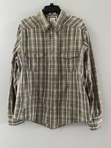 BKE Buckle Western Shirt XL Green Brown Check Pearl Snap Slim Fit Cowoby - $14.85