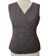  Brown V Neck Lace Sleeveless Blouse Size 6 Petite New with Tags - $24.75