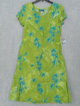 Hawaiian Moon Women&#39;s Sheath Dress SZ M Green Shades Batik Floral Pullov... - £14.15 GBP