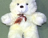 16&quot; VINTAGE CUDDLE WIT TEDDY BEAR CREAM PLUSH STUFFED with BROWN SATIN R... - $26.10
