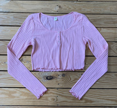 BP. NWOT women’s half snap crop shirt size S pink M9 - £8.37 GBP