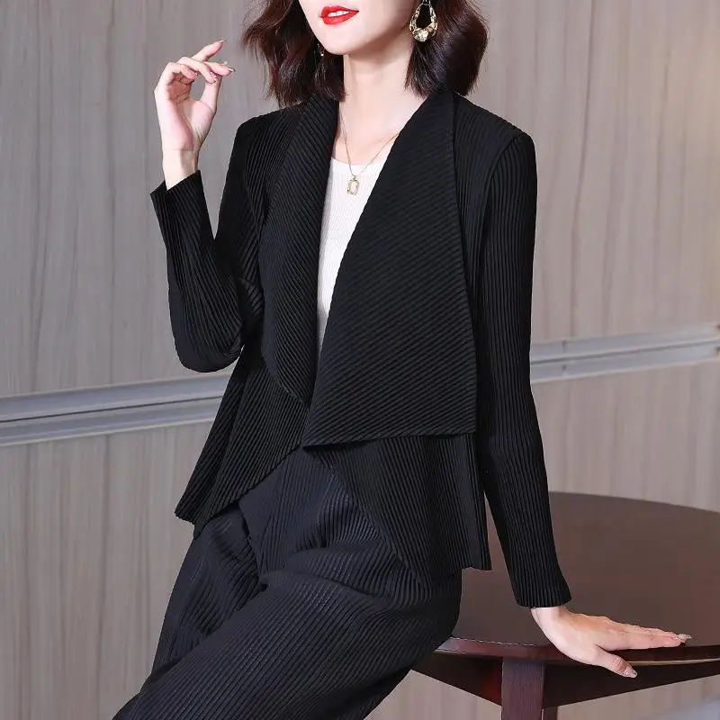 High End Pleated Short Coat &#39;s Spring And Autumn  New Large Shirt Temperament Mo - £152.53 GBP