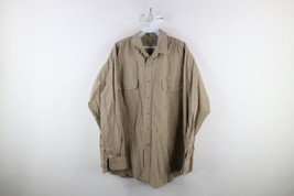 Vintage 90s Cabelas Mens XL Faded Heavyweight Collared Button Shirt Beige Cotton - £35.57 GBP