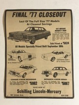 1977 Schilling Lincoln Mercury Memphis Vintage Print Ad Advertisement pa16 - £7.02 GBP