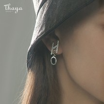 Thaya Original  Design Water Molecular Zircon Earring Stud Plated Earrin... - £20.03 GBP