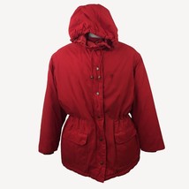 Vintage 90s GAP Womens Red Winter Coat Detachable Hood Size Medium - £70.81 GBP