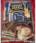 Super Bowl XXXVIII Woven Tapestry Throw Blanket 42x60” Vintage 2004 Foot... - $30.00