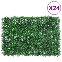 vidaXL Artificial Shrub Leaf Fence Set of 24 Green PE (Polyethylene) - $251.45
