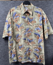 Vtg Pierre Cardin Shirt Mens Large Green Floral Hawaiian All Over Print ... - £19.66 GBP